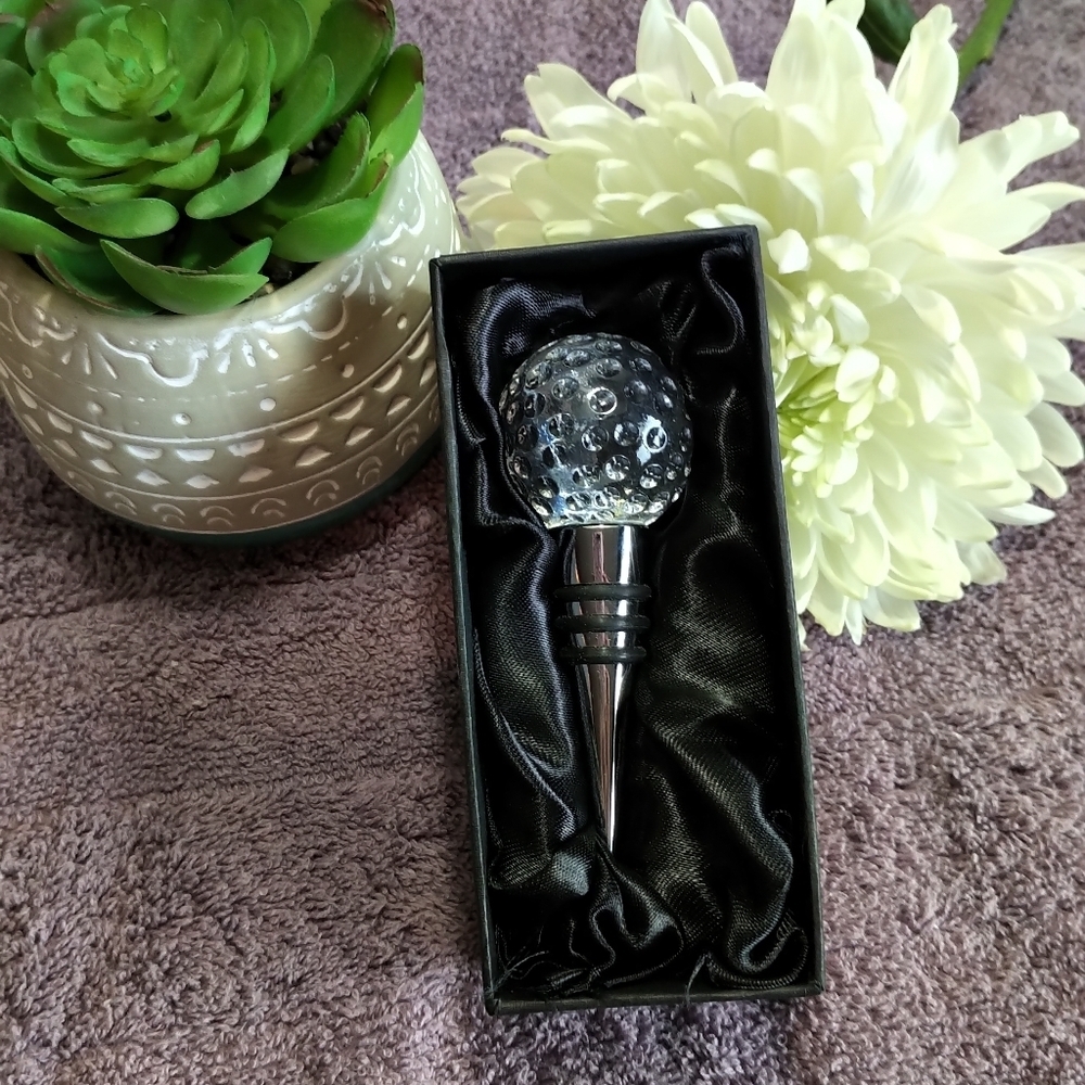 🆕Glass Golf Ball Wine Stopper NIB